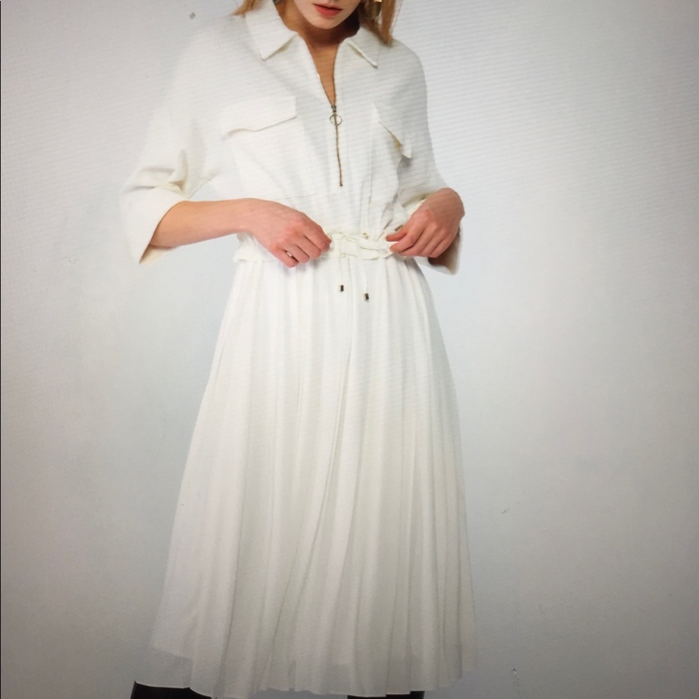 Pocket and zipper detailed midi dress. - Picture 10 of 11